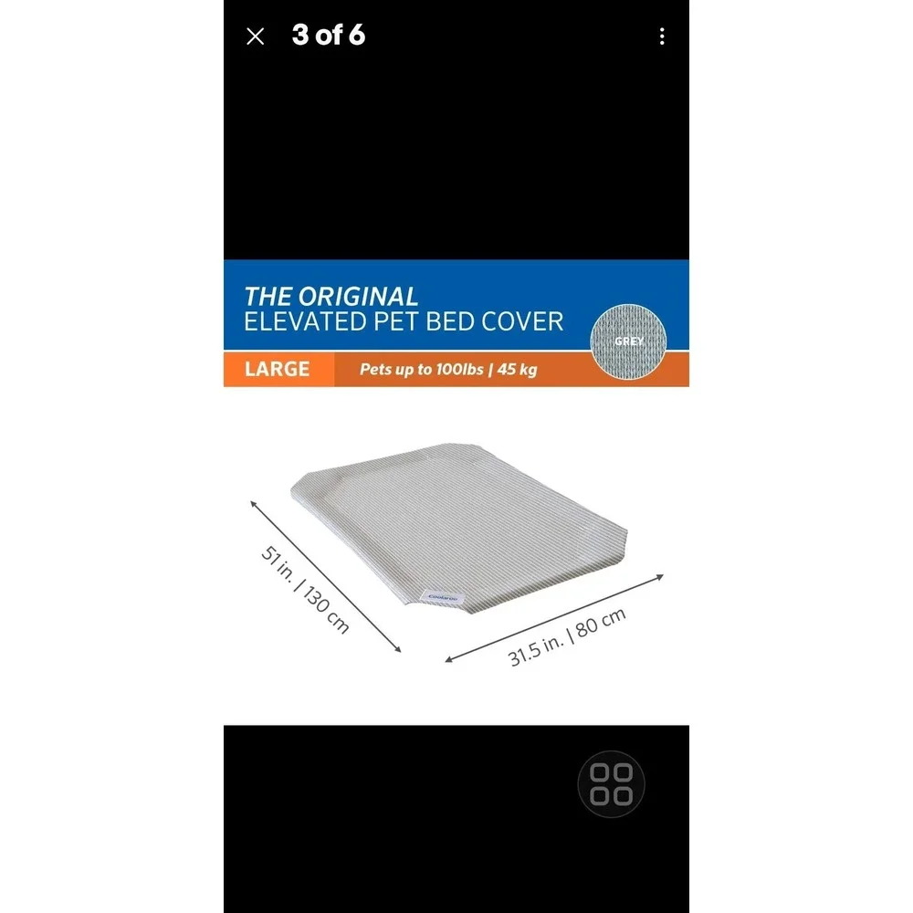 Coolaroo Large Grey Pet Bed‎ Replacement Cover Elevated Breathable Nylon Fabric
